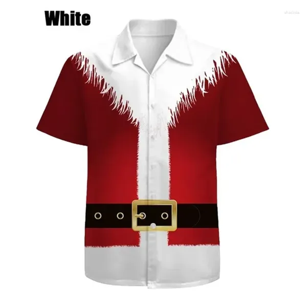 Erkekler Sıradan Gömlek Erkekler Noel Gömlek Kıllı Parodi Kas Cosplay Noel Baba Hediyesi Baskı Kısa Kollu Yakası Düğmesi