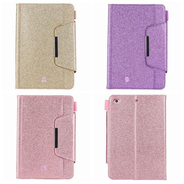 Borse Portafoglio in pelle glitter Bling di lusso per iPad Mini 6 1 2 3,4, Ipad 2 3 4, 5 6 Air 2 9.7 '', 2017 2018 PU Sparkle Porta carte Porta carte Pelle