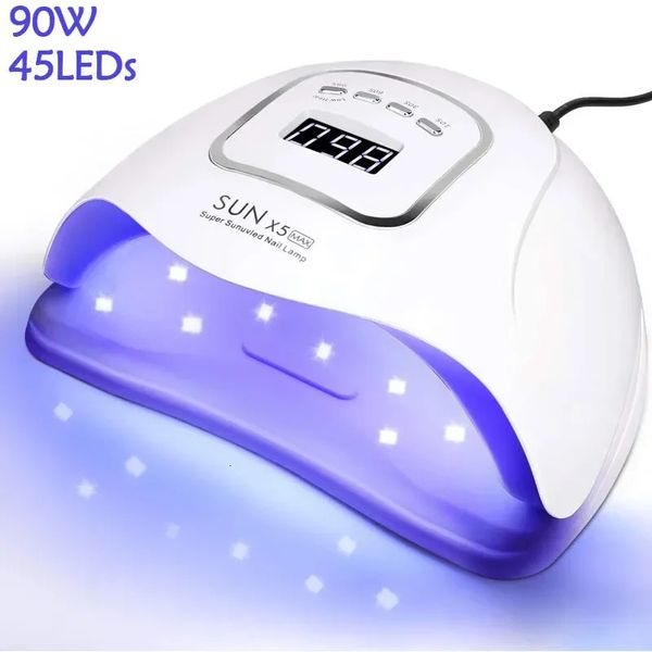 Lâmpada LED UV para unhas com função de memória Gel polonês secagem 45 LEDs manicure uso doméstico e salão de beleza 231226