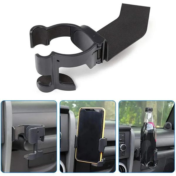 Accessori Auto Multifunzionale Portabicchieri Staffa per telefono cellulare Nero per Jeep Wrangler JK 2007-2010 Accessori interni auto