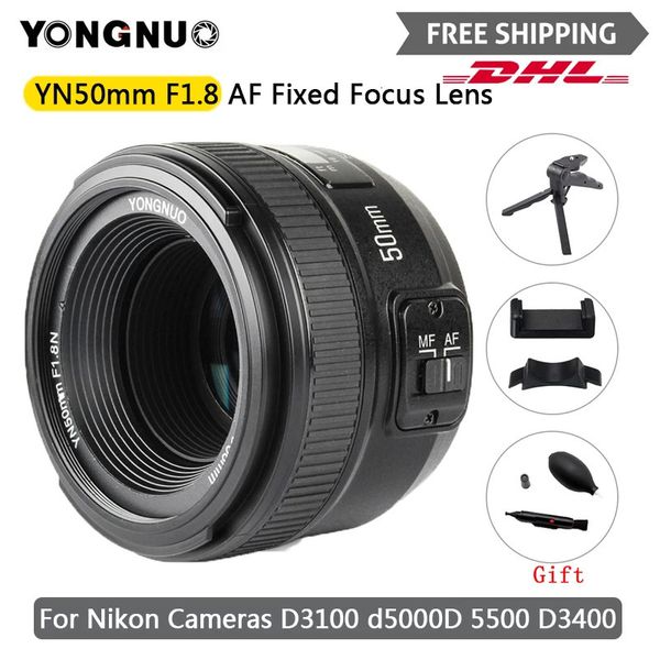 Yongnuo yn 50mm 8 lente de foco fixo automático af grande abertura para câmeras d3100 d5000d 5500 d3400 dslr imagem perfeita 231226