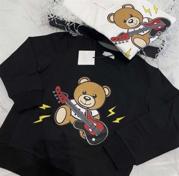 Crianças streetwear moda sweatshirts estilo hip hop moletom meninos meninas bebê guitarra urso impresso hoodies casual pulôver tamanho 9013852357