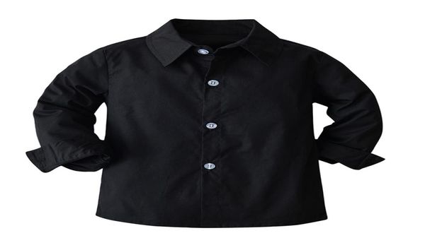 Primavera outono bebê menino camisas preto manga longa lapela cardigan camisa casual crianças cavalheiro blusas topos crianças meninos roupas 22031619256