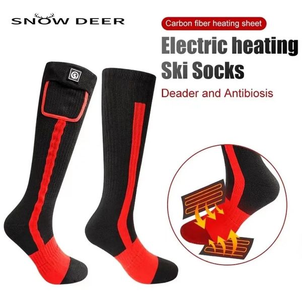 Носки с подогревом SNOW DEER, лыжные носки с электрическим подогревом, перезаряжаемые батареи, мужские и женские уличные утепленные спортивные носки для мотоциклов 231226