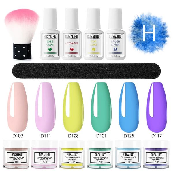 Kits de pó de mergulho de unhas rosalind Arte decorativa Esmalte semi permanente resina glitter cristal acrílico unhas pó base de casaco de base 231227