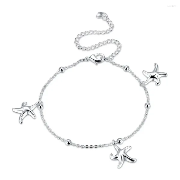 Cavigliere Moda Gioielli in argento sterling Modelli femminili Cavigliera Personalità Pendenti con stelle marine Chiusura a moschettone standard