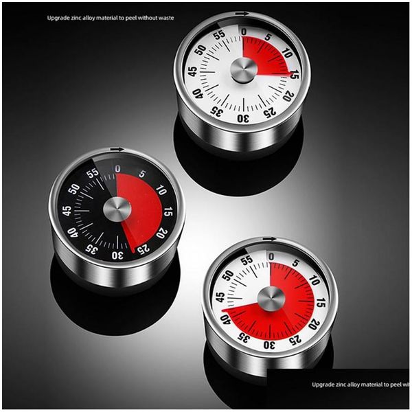 Küchentimer Edelstahl -Timer Stoppuhr -Eiervisualisierung mit magnetischer Zeit Erinnerung, um mechanische digitale Tropfen zu lernen Dhjn8