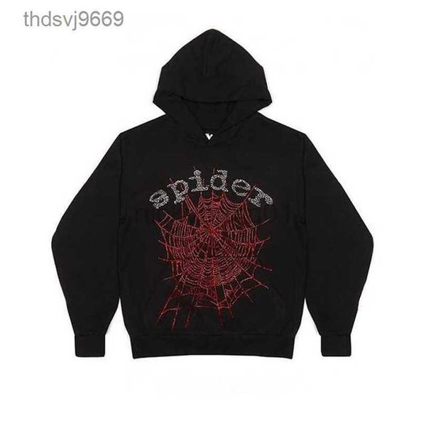 Çocuk SP5der 555555 Hoodie Erkek Kız 'Yüksek Kaliteli Örümcek Web Baskı Sweatshirts 3 BHUR Yıldızları Erkek Sade Hoodies Man Lüks Vape Vape Angel Black XLC1