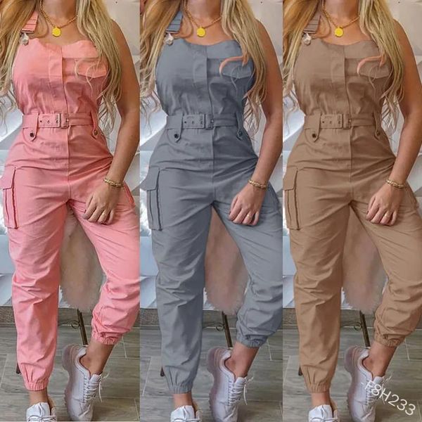 Pagliaccetti Tute da donna Pagliaccetti Pantaloni con bretelle da donna Salopette Senza maniche Cinghie regolabili Tuta cargo Pantaloni con bretelle a trave