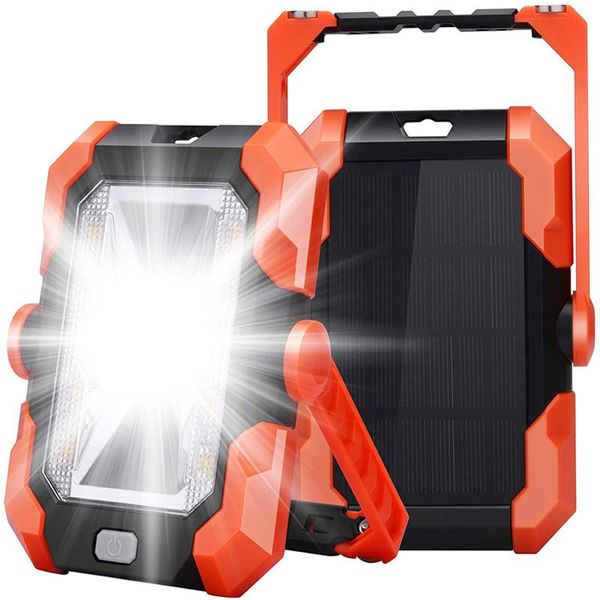 Multifunktionale solarbetriebene tragbare Arbeitsleuchte, Powerbank, weiß, warmweiß, rotes Licht, wiederaufladbare USB-Campingleuchte