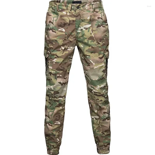 Calças masculinas camuflagem tático corredores ao ar livre ripstop carga roupas de trabalho caminhadas caça combate streetwear calças casuais