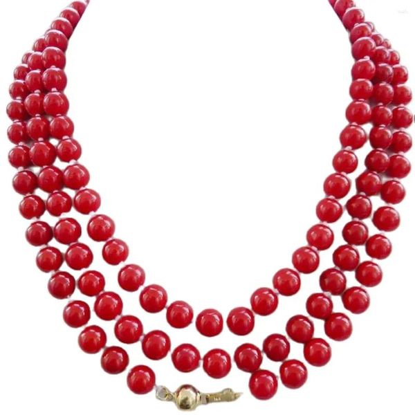 Cadeias Abraço Design Long Natural 8mm Red Coral Colar 50 '' '