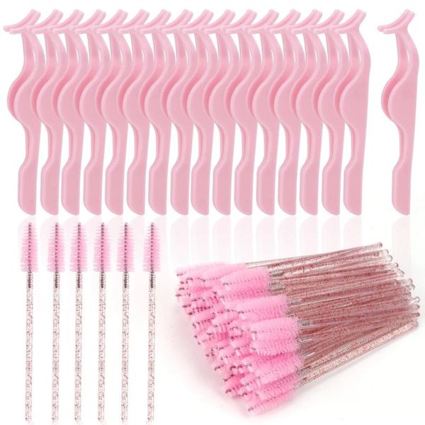 Cílios Postiços 24 Pcs Plástico Cílios Fórceps Clipe Extensão de Cílios Aplicador Pinças de Cabelo 100 Pcs Escovas Descartáveis Mascara Wands Ferramentas