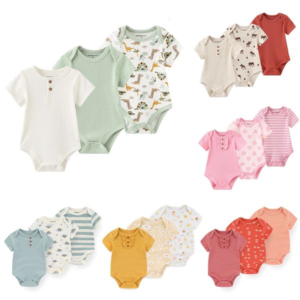 Kiddiezoom 3 Pcs / Lote Quatro Estações Unisex Dos Desenhos Animados Nascido Menino Menina Bodysuits Macio Bonito Infantil Onesies Roupas Presente Do Chuveiro de Bebê 231226