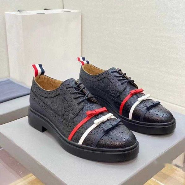 Moda markası tb orijinal deri ayakkabılar kadın oxfords iş elbise ayakkabı dantel yukarı siyah rahat brogue ayakkabı 31