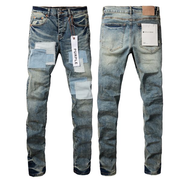 Calças de brim de grife calças de brim roxas calças de brim dos homens do vintage luxo feminino padrão de pontos dos homens pintura pontos design punk calças de brim roxo marca jeans