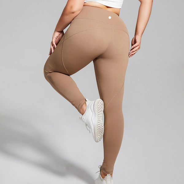 LU большие размеры спортивные леггинсы для бега женские с высокой талией ягодицы быстросохнущие штаны для йоги Т-образные облегающие брюки персикового цвета на бедрах для фитнеса