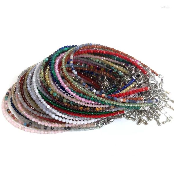 Strand 2mm pedra natural frisado pulseira colar artesanal ágata cristal zircão energia cura feminino para presente de jóias femininas