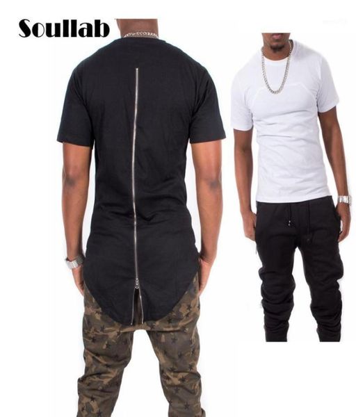 Blackwhitered xxxxl long back zipper streetwear moda swag man skate skateboard tyga camiseta camiseta top tees homens roupas