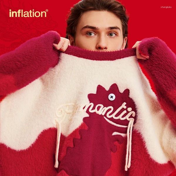 Maglioni da uomo INFLATION Modello simpatico cartone animato Anno Maglione oversize Unisex Comodo pullover in maglia di mohair