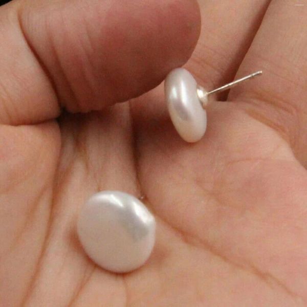 Orecchini a pennello 12-13 mm moneta bianca Pearl 925 Strogo Silver Cultoled Bellissimi regalo di gioielli di acquacoltura Halloween Hook