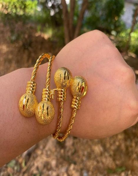 Armreif 24k vergoldete Kugeln Armreifen für Frauen Arabisch Dubai äthiopische Perlen Armband Afrikanischer Schmuck Accessoires Geschenke6023152