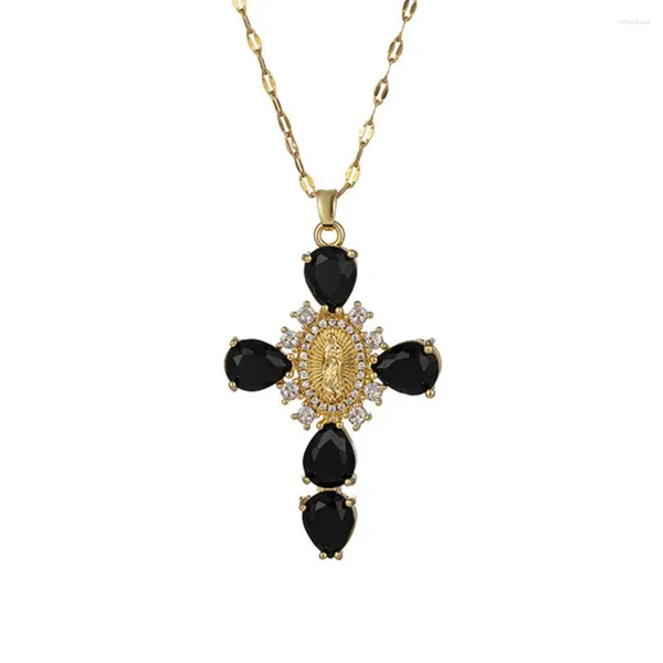 Подвесные ожерелья христианская дева Мэри Пендент ожерелье для женщин хрустальное кроссовое очарование религиозные ювелирные аксессуары подарок