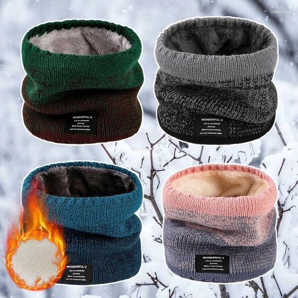 Schals Unisex Solide Gestrickte Warme Schal Winter Herbst Ring Frauen Bandana Fleece Männer Stirnband Hals Schal Ski Maske Fahrrad Haube