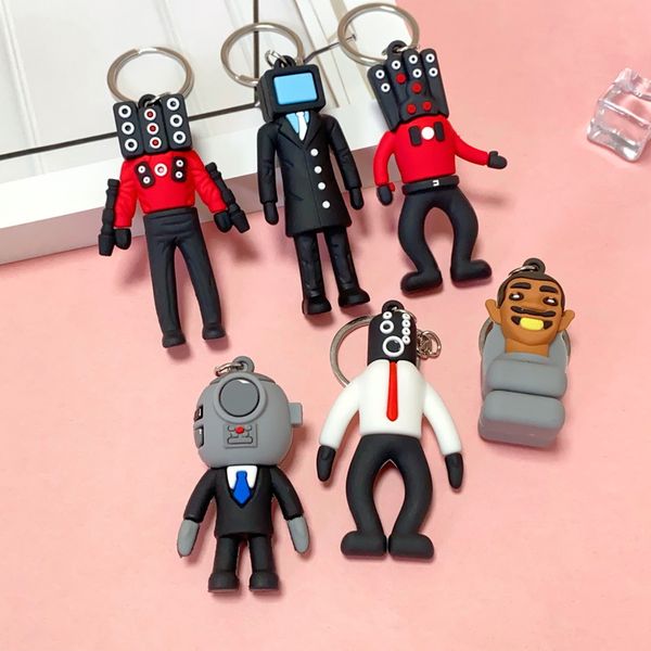 Skibidi Toilet PVC Keychain Cartoon Anime Mon Monitor A câmera de áudio Man Bag Pinging Toy Keychains