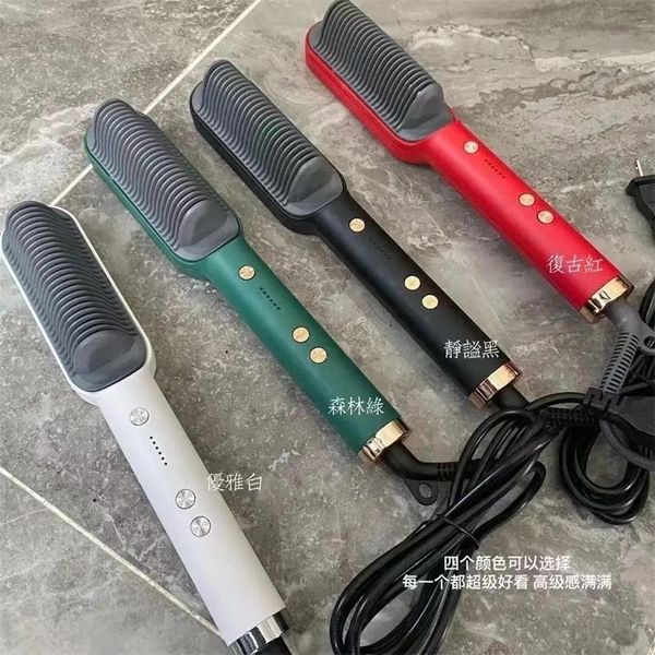 Piastre per capelli Piastre per capelli Spazzola per piastra professionale Piastra per capelli elettrica in ceramica Piastra per barba a riscaldamento rapido Bigodino per ferro piatto Pettine Styler