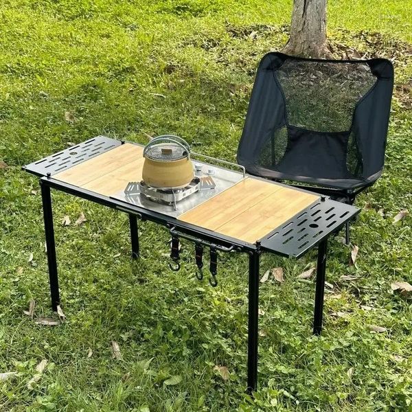 Móveis de acampamento tryhomy acampamento leve mesa igt alumínio portátil dobrável quadro tático braseiro ao ar livre diy cozinha