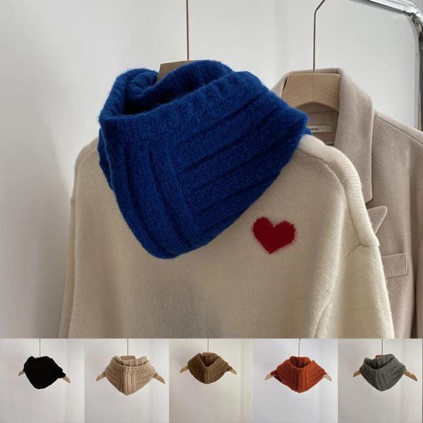 Berretti 2023 Stile Della Corea di Lana Passamontagna Cappello di Inverno Delle Donne di Colore Solido Lavorato A Maglia Con Cappuccio Berretti All'aperto Caldo Addensare Collo Del Collare Berretti Cap