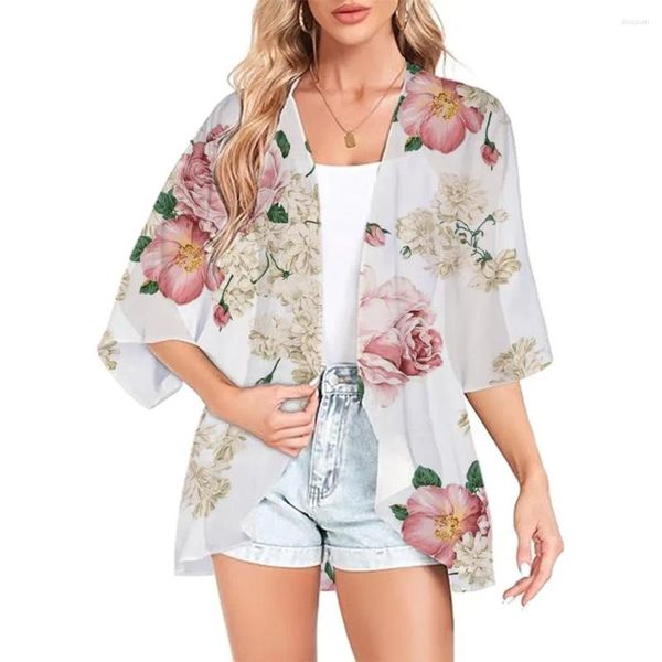 Swimwear femminile 2023 Versione estiva sciolta kimono cardigan bolle abbigliamento di alta qualità piccoli top stampato floreale hawaiano