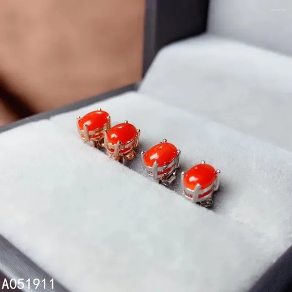 Brincos KJJEAXCMY Fine Jewelry Natural Red Coral 925 Sterling Silver Mulheres Ear Studs Suporte Teste Luxo