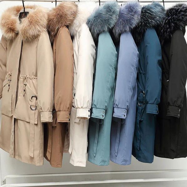 Casacos de trincheira feminina fdfklak dois usam parkas parkas de comprimento médio casaco de inverno casaco de algodão Jaqueta de algodão russa windbreaker mulheres vestes