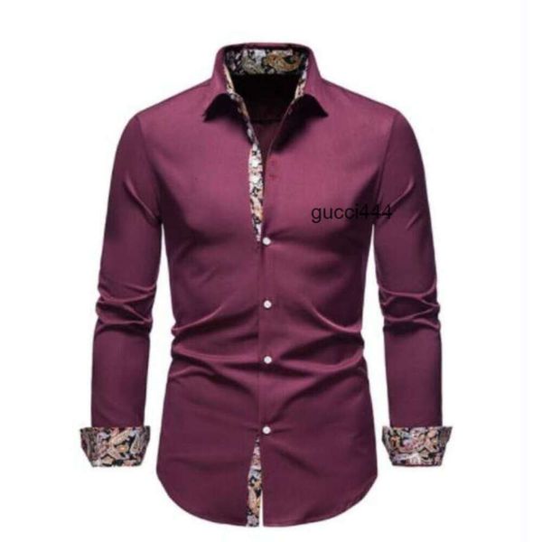 Camisa burberys burbrerys burberrrys burberriness Vestido a cuadros Patchwork Camisas formales para hombres Slim Business Manga larga Cuello vuelto Botón blanco Offic Up OTO3