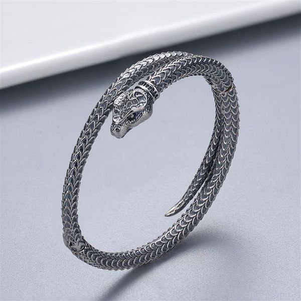 Nuovo prodotto Bracciale retrò Bracciale placcato argento di alta qualità Bracciale serpente per coppia Fornitura di gioielli Accessori di tendenza moda269S