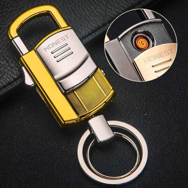 Accendino al tungsteno antivento ricaricabile USB in metallo Creativo multifunzionale Portachiavi per auto Accendisigari elettronico Regalo da uomo