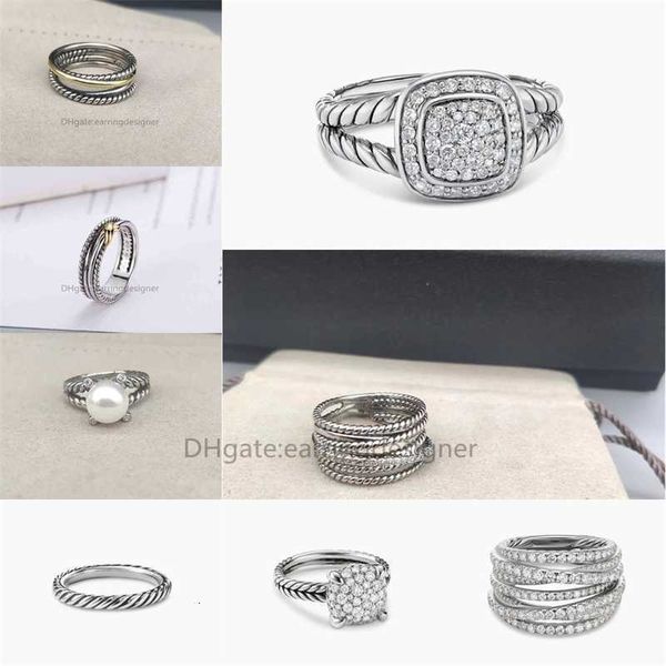 Ringe verdrehte zweifarbige Kreuzring Frauen Mode Platin-plattierte schwarze Thai Sier heiße Designer Schmuck Frau Diamant Hochzeitsgeschenk Vintage zum alten W23 machen