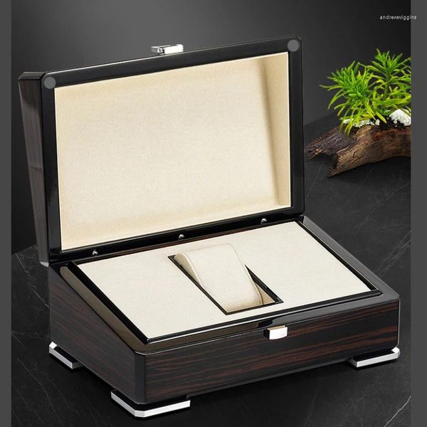 Caixas de relógio High-end Clamshell Box Jóias Pulseira Coleção Rosewood Grão Lacado De Madeira Em Estoque