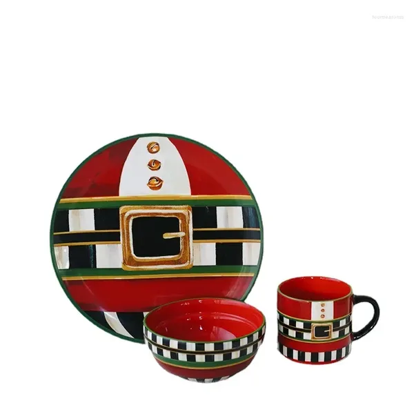 Piatti American Creative Christmas Stoviglie in ceramica Piatto da pranzo Babbo Natale Tazza Bella ciotola regalo per le vacanze