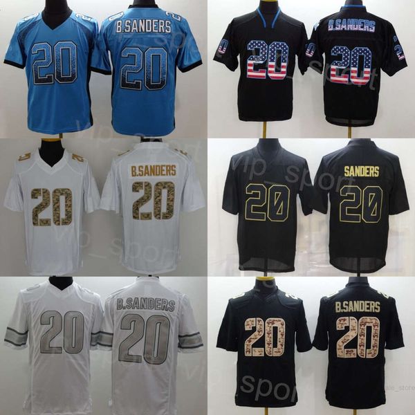 Team Vintage 20 Barry Sanders Fußball Trikots Gruß für die servierende schwarze weiße Flagge Blau Ed Vapor Unberührbarer Farbschub für Sportfans atmungsaktiv