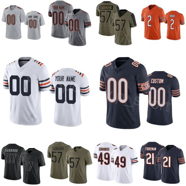 Stitch Football 57 Jack Sanborn Jersey 2 DJ Moore 21 DOnta Foreman 23 Roschon Johnson 53 TJ Edwards 49 Tremaine Edmunds 29 Tyrique Stevenson Sport Donna Gioventù Uomo