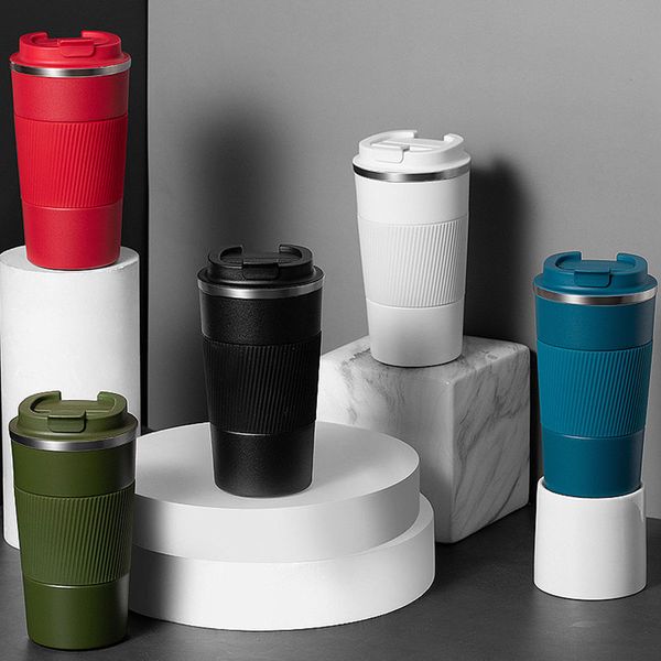 510ml Su Şişesi 304 Paslanmaz Çelik Yalıtılmış Kupa Moda Araç Taşıyan Kupa Sprey Kalıplı Silikon Kapak Kahve Tumbler