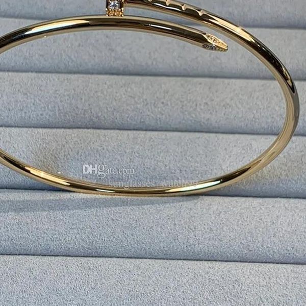 Armreif dünner Nagelarmreif Diamant-Sterlingsilber-Hohlrohr aus vergoldeter Öffnungsmethode stimmt mit dem offiziellen Produkt Wo überein