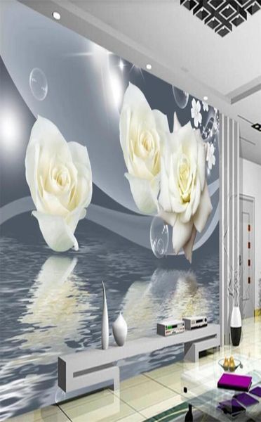 Carta da parati moderna 3d Po Carta da parati 3d Murale Rose fresche ed eleganti Decorazioni per la casa Soggiorno Camera da letto Rivestimento murale Carta da parati HD2155485