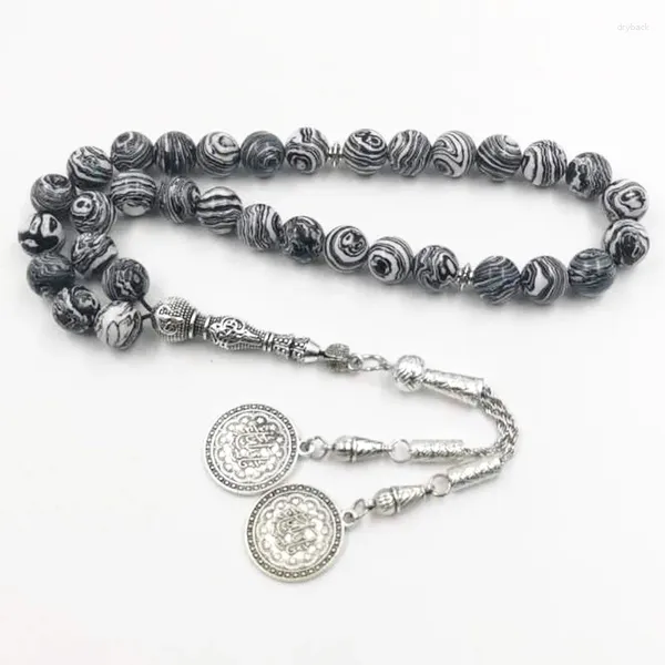 Strand preto malaquita tasbih 33 contas de oração rosário muçulmano acessórios islâmicos eid gfit árabe jóias homem pulseira misbaha