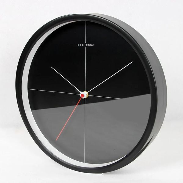 Часы Скандинавские современные модные металлические настенные часы домашний декор минималистский черно -белый круглый стены часы
