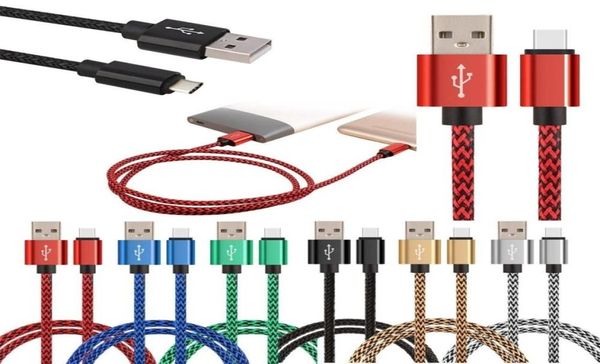 Кабели USB C для быстрой зарядки, 2А, нейлоновая плетеная длина 1 м, 2 м, 3 м, 3 фута, 6 футов, 10 футов, длинный шнур зарядного устройства для мобильного телефона Samsung s7 s8 s21 s22 xiaomi 9337063