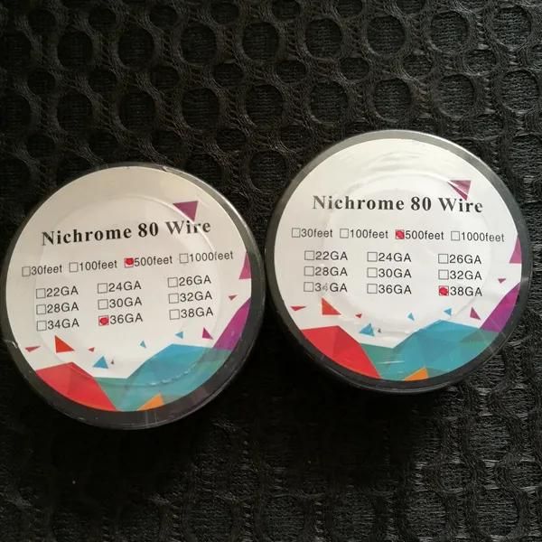 Nichrome 80 tel 500 feet makara AWG 30G 32G 34G 36G 38G Gösterge 500ft Isıtma Direnç Bobini Fit 500Feet için DIY perakende